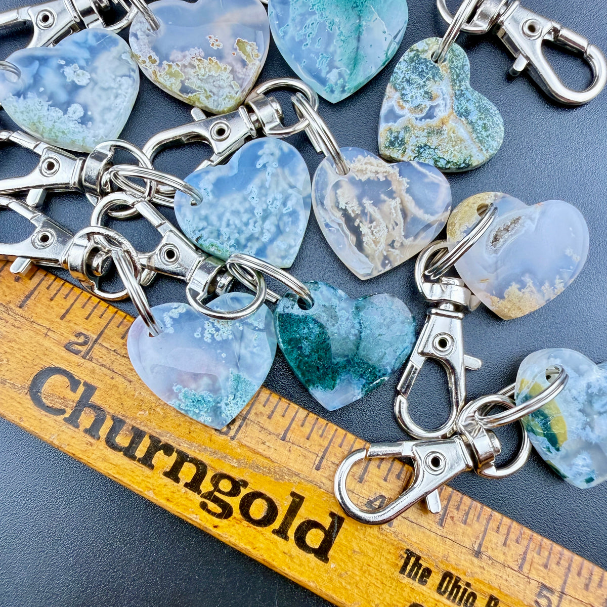 Green Moss Agate Keychain